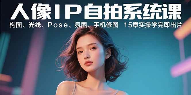 （15920期）人像IP自拍系统课：构图、光线、Pose、氛围、手机修图 15章实操学完即出片-人人创业优云网，国内各种创业项目下载网站