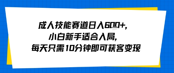 成人技能赛道日入多张，小白新手适合入局，每天只需10分钟即可获客变现-人人创业优云网，国内各种创业项目下载网站