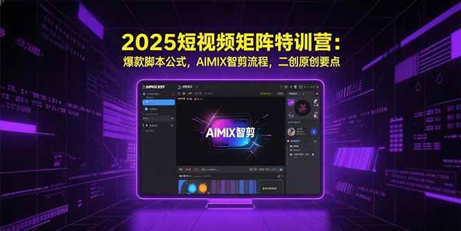 （15475期）2025短视频矩阵特训营：爆款脚本公式，AIMIX智剪流程，二创原创要点-人人创业优云网，国内各种创业项目下载网站