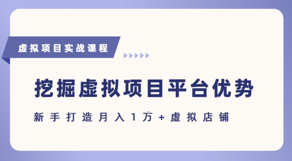 抓住虚拟项目各平台优势，新手轻松月入1W+(给出具体建议)-人人创业优云网，国内各种创业项目下载网站