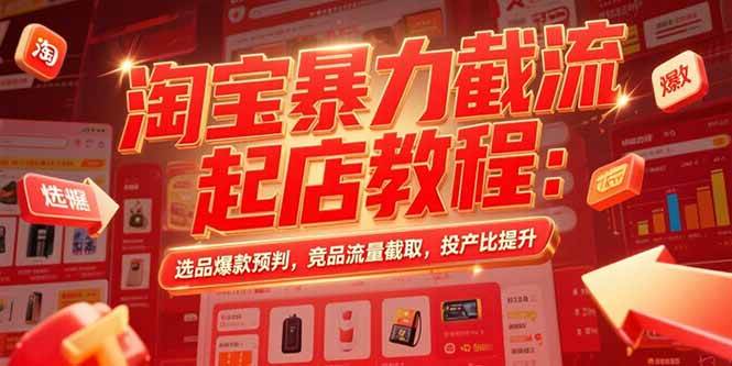 （15468期）淘宝暴力截流起店教程：选品爆款预判，竞品流量截取，投产比提升-人人创业优云网，国内各种创业项目下载网站