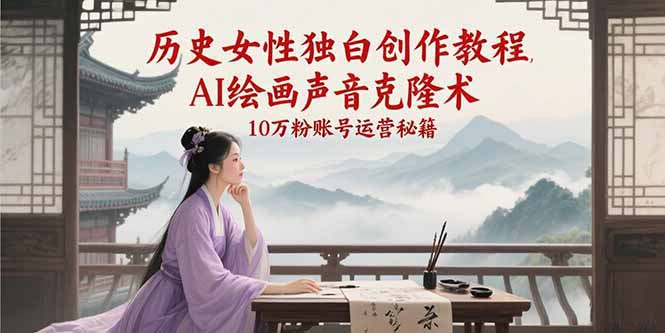 （15186期）历史女性独白创作教程，AI绘画声音克隆术，10万粉账号运营秘籍-人人创业优云网，国内各种创业项目下载网站