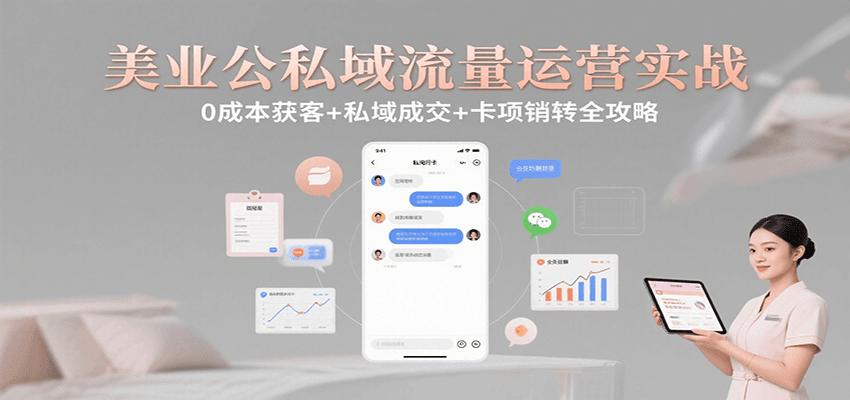 美业公私域流量运营实战：0成本获客+私域成交+卡项销转全攻略-人人创业优云网，国内各种创业项目下载网站