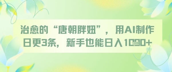 治愈的“唐朝胖妞”，用AI制作日更3条，新手也能日入多张-人人创业优云网，国内各种创业项目下载网站