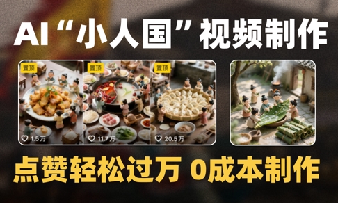 爆款1000W+播放微缩景观迷你小人国AI视频0成本制作全流程教学-人人创业优云网，国内各种创业项目下载网站