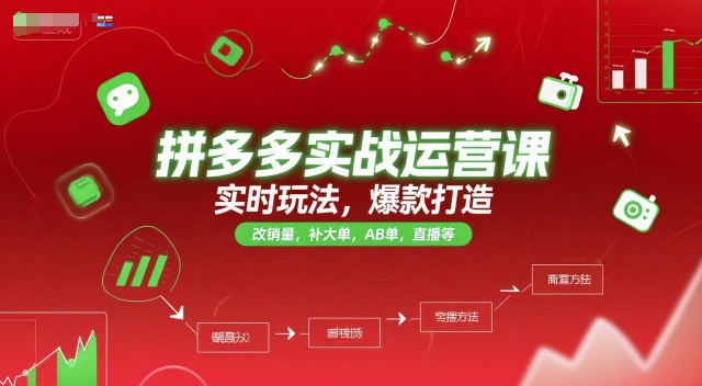 拼多多实战运营课，实时玩法，爆款打造，改销量，补大单，AB单，直播等（更新2025月）-人人创业优云网，国内各种创业项目下载网站