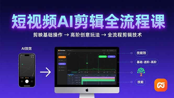 （15647期）短视频AI剪辑技能，从剪映基础操作到高阶创意玩法，全流程剪辑技术-人人创业优云网，国内各种创业项目下载网站