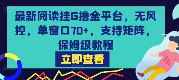 最新阅读挂G撸金平台，无风控，单窗口70+，支持矩阵，保姆级教程【揭秘】-人人创业优云网，国内各种创业项目下载网站