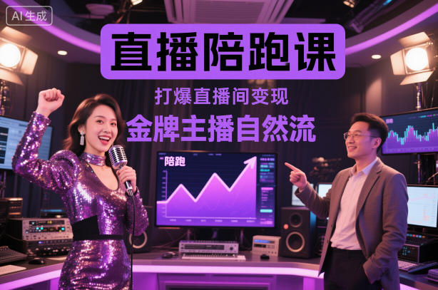 直播陪跑课,金牌主播自然流打爆直播间,复制高变现玩法-人人创业优云网,国内各种创业项目下载网站