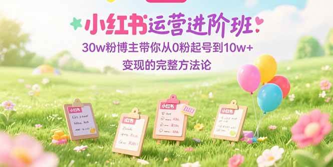（15318期）小红书运营进阶班：30w粉博主带你从0粉起号到10w+变现的完整方法论-人人创业优云网，国内各种创业项目下载网站