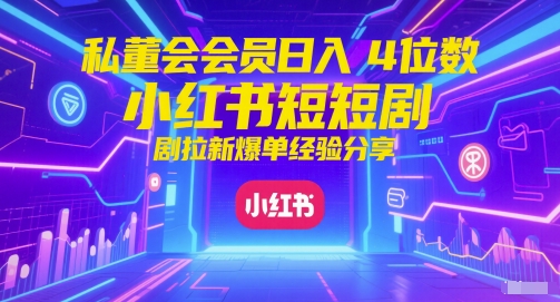私董会会员日入4位数小红书红果短剧拉新爆单经验分享-人人创业优云网，国内各种创业项目下载网站