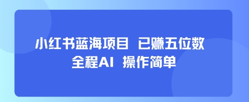 小红书蓝海项目，全程AI，操作简单，已挣五位数-人人创业优云网，国内各种创业项目下载网站