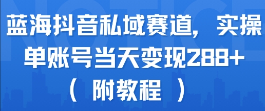 蓝海抖音私域赛道，实操单账号当天变现288+(附教程)-人人创业优云网，国内各种创业项目下载网站