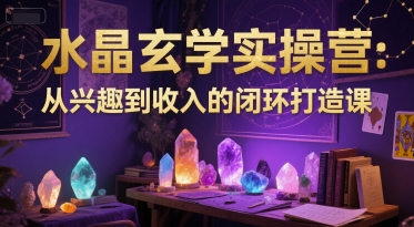 水晶玄学实操营：从兴趣到收入的闭环打造课-人人创业优云网，国内各种创业项目下载网站