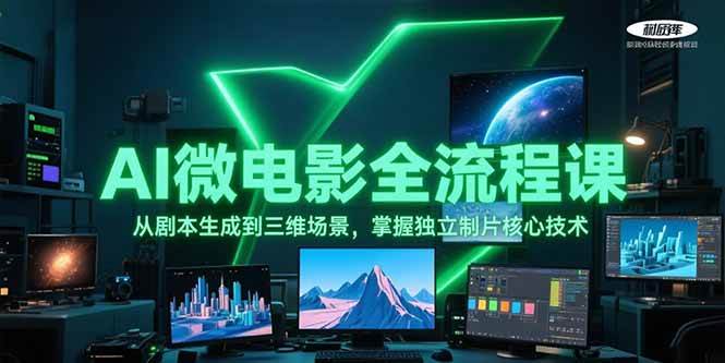 AI微电影全流程课，从剧本生成到三维场景，掌握独立制片核心技术-人人创业优云网，国内各种创业项目下载网站