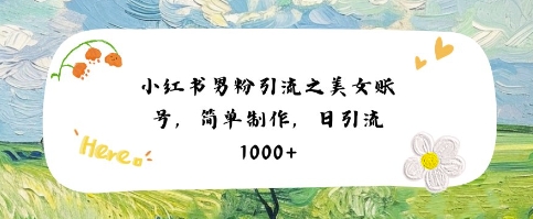 小红书男粉引流项目之美女账号6，简单制作，条条爆款原创，不违规-人人创业优云网，国内各种创业项目下载网站