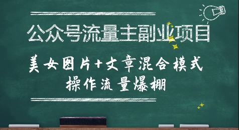 公众号流量主副业项目，美女图片+文章混合模式操作流量爆棚-人人创业优云网，国内各种创业项目下载网站