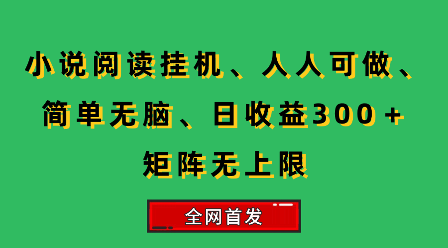 （15413期）小说挂机阅读，人人可做，简单无脑，一天收益300＋矩阵无限上-人人创业优云网，国内各种创业项目下载网站