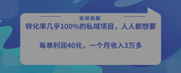 转化率最高的私域项目，每单利润40-50米，月入过1w-人人创业优云网，国内各种创业项目下载网站