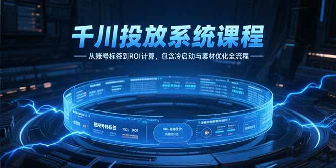 （15263期）千川投放系统课程，从账号标签到ROI计算，包含冷启动与素材优化全流程-人人创业优云网，国内各种创业项目下载网站