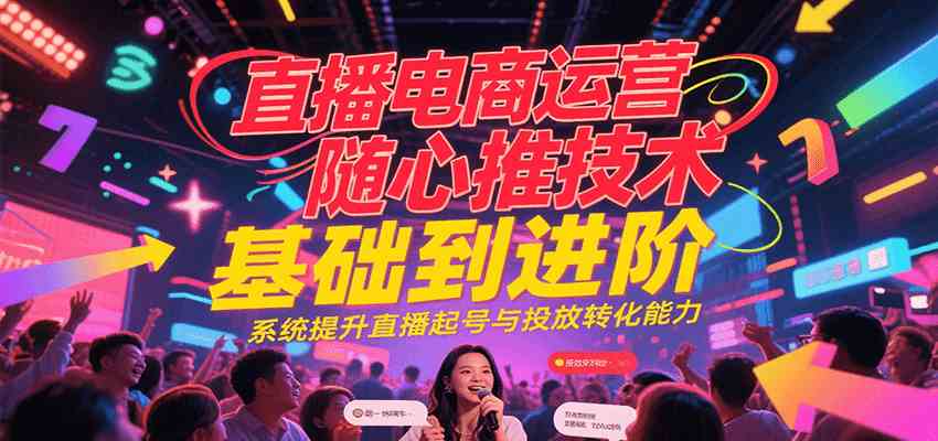 直播电商运营随心推投放技术基础到进阶，系统提升直播起号与投放转化能力-人人创业优云网，国内各种创业项目下载网站