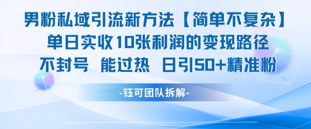 男粉私域引流新方法，单日收10张利润，日引流50+精准粉-人人创业优云网，国内各种创业项目下载网站