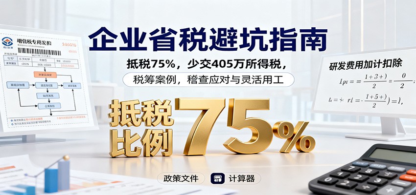 企业省税避坑指南：抵税75%，少交405万所得税，税筹案例，稽查应对与灵活用工-人人创业优云网，国内各种创业项目下载网站