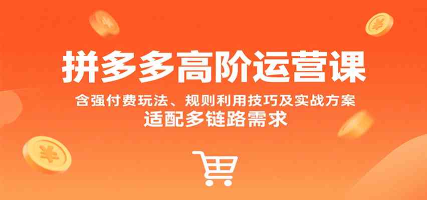 拼多多高阶运营课，含强付费玩法、规则利用技巧及实战方案，适配多链路需求-人人创业优云网，国内各种创业项目下载网站