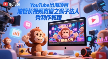 YouTube出海项目，油管长视频赛道之猴子达人秀制作教程-人人创业优云网，国内各种创业项目下载网站
