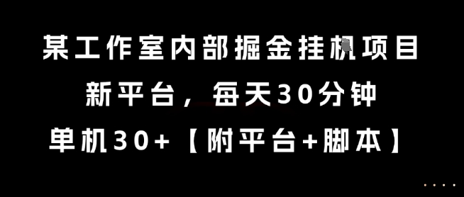 某工作室内部掘金挂G项目，新平台，每天30分钟，单机30+【揭秘】-人人创业优云网，国内各种创业项目下载网站
