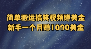 简单搬运搞笑视频挣美金，新手一个月入1k美金-人人创业优云网，国内各种创业项目下载网站