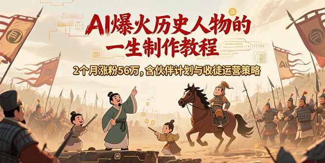 （15336期）AI历史人物赛道课程，2个月涨粉56万，含伙伴计划与收徒运营策略-人人创业优云网，国内各种创业项目下载网站