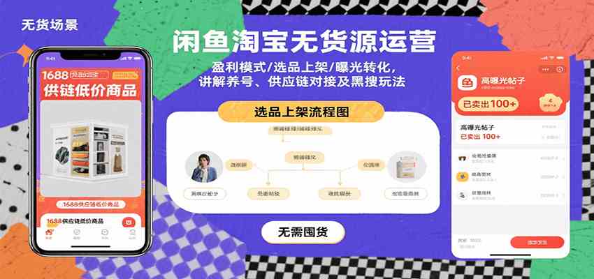 闲鱼淘宝无货源运营：盈利模式/选品上架/曝光转化，讲解养号、供应链对接及黑搜玩法-人人创业优云网，国内各种创业项目下载网站