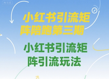 小红书引流矩阵陪跑第三期，小红书引流矩阵引流玩法-人人创业优云网，国内各种创业项目下载网站