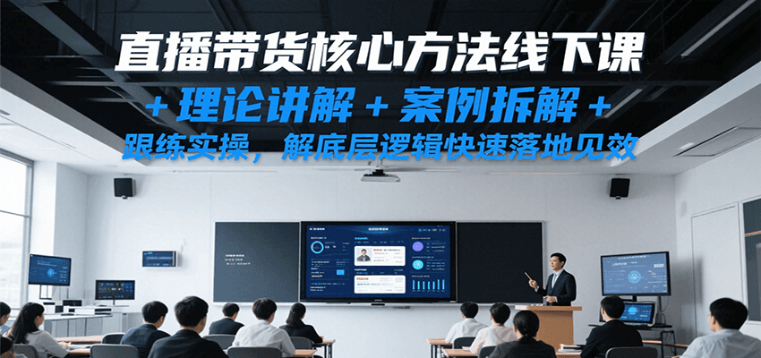 直播带货核心方法线下课，理论讲解+案例拆解+跟练实操，解底层逻辑快速落地见效-人人创业优云网，国内各种创业项目下载网站