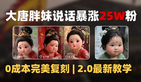 AI大唐胖贵妃说话2.0，40条视频暴涨40w粉，附独家变现攻略-人人创业优云网，国内各种创业项目下载网站