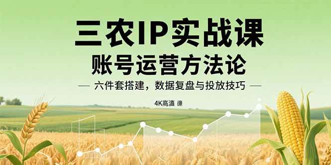 （15864期）三农IP实战课：账号运营方法论，六件套搭建，数据复盘与投放技巧-人人创业优云网，国内各种创业项目下载网站