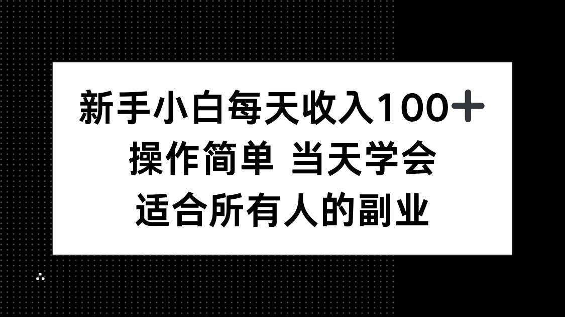（15937期）新手小白每天收入100+，操作简单 当天学会 ，适合所有人的副业-人人创业优云网，国内各种创业项目下载网站