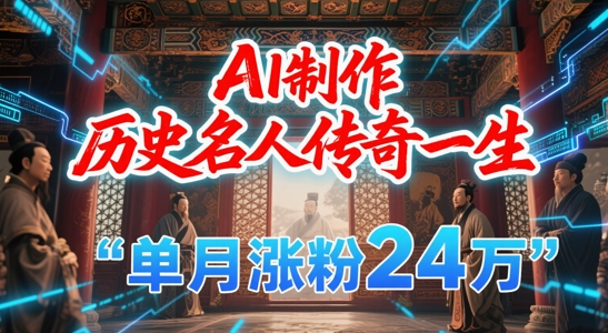 暴力起号！用AI制作历史名人传奇一生，单月涨粉24W，涨粉+变现赛道黑马来了-人人创业优云网，国内各种创业项目下载网站