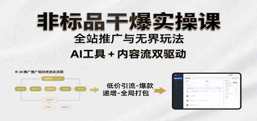 非标品干爆实操课：含多案例及操盘方法，从选品到推广、成交，助力打造爆款实现盈利-人人创业优云网，国内各种创业项目下载网站