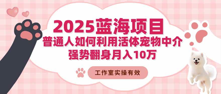 （16489期）2025蓝海项目：普通人如何利用活体宠物中介，强势翻身月入10万-人人创业优云网，国内各种创业项目下载网站