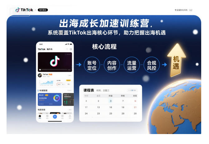 出海成长加速训练营，系统覆盖TikTok出海核心环节，助力把握出海机遇（更新）-人人创业优云网，国内各种创业项目下载网站