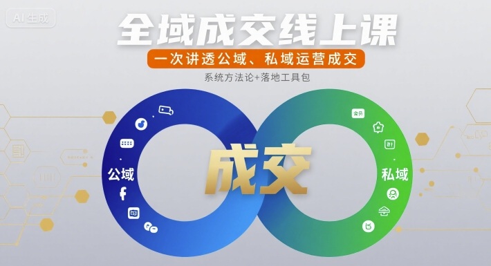 全域成交线上课，一次讲透公域、私域运营成交-人人创业优云网，国内各种创业项目下载网站