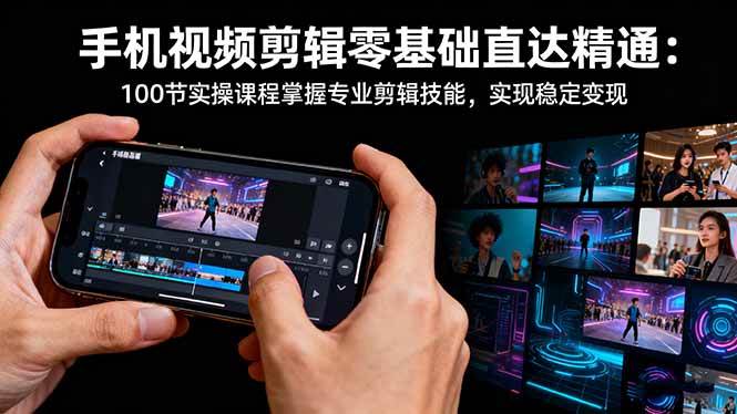 （16466期）手机视频剪辑零基础直达精通：100节实操课程掌握专业剪辑技能，实现稳…-人人创业优云网，国内各种创业项目下载网站