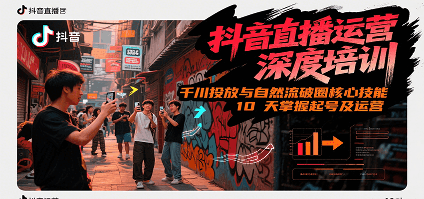 抖音直播运营深度培训，千川投放与自然流核心技能，10天掌握起号及运营(6-7月新课)-人人创业优云网，国内各种创业项目下载网站