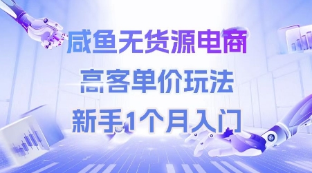 咸鱼无货源电商，高客单价玩法，新手1个月入门-人人创业优云网，国内各种创业项目下载网站