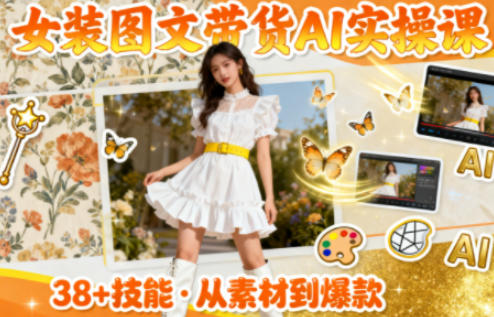 女装图文带货的AI实操课，覆盖38个实用技能，快速提升素材制作效率-人人创业优云网，国内各种创业项目下载网站