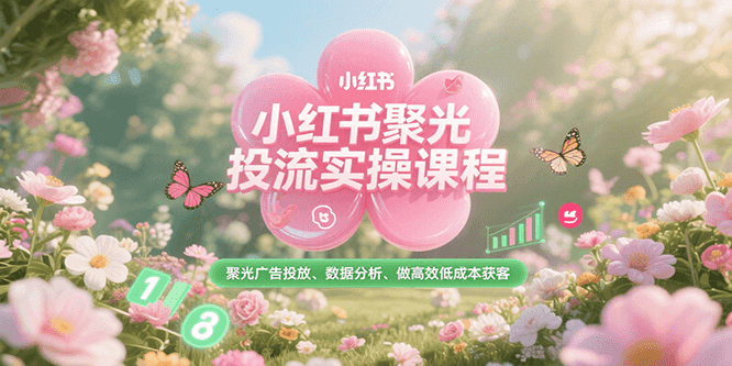 小红书聚光投流实操课程，聚光广告投放、数据分析、做高效低成本获客-人人创业优云网，国内各种创业项目下载网站