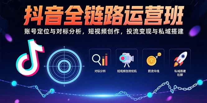 （15525期）抖音全链路运营班：账号定位与对标分析，短视频创作，投流变现与私域搭建-人人创业优云网，国内各种创业项目下载网站