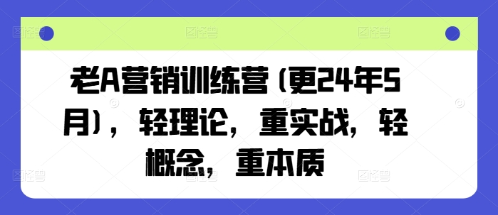 老A营销训练营(更25年6月)，轻理论，重实战，轻概念，重本质-人人创业优云网，国内各种创业项目下载网站